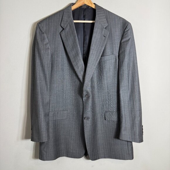 Hart Schaffner Marx Pinstripe Wool 2 Piece Suit Men's 46L Gray Gold Trumpeter - Picture 5 of 16